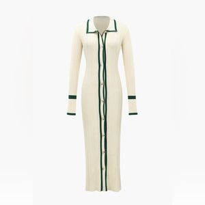 COZY IVORY CONTRAST TRIM BUTTON DOWN
KNITTED DRESS